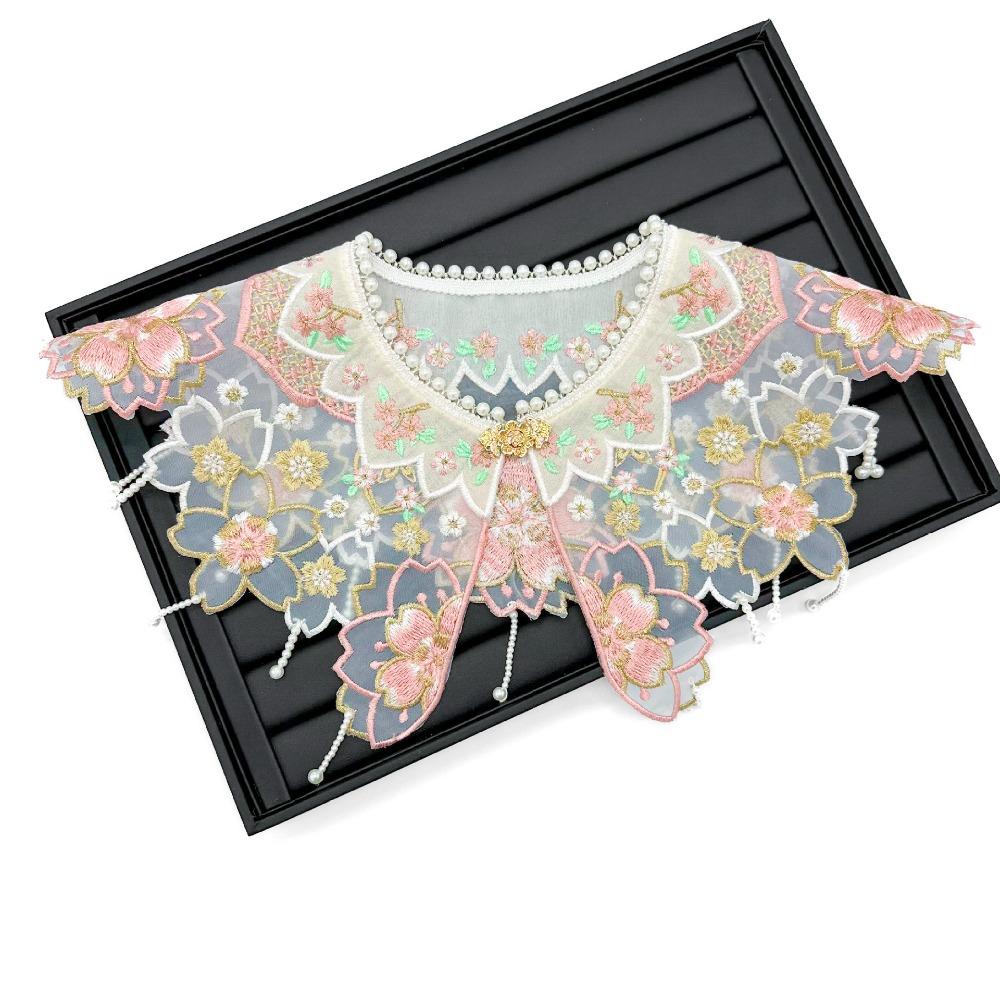 

Поддельный воротник Hanfu Вышивка Кусочки Органзы Вышивка Платье Блузка Декор