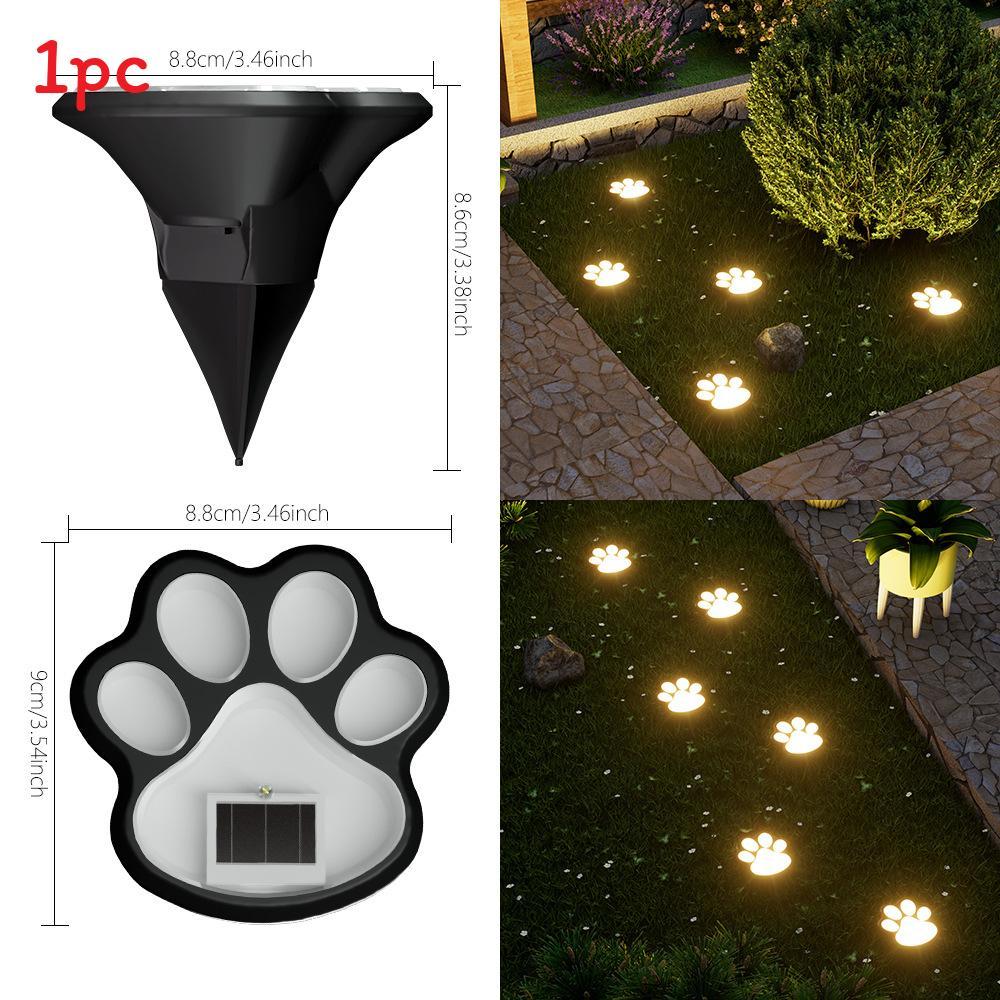 Solar Dog Paw Garden Light With Led Lamp For Outdoor Yard And Pathway Decor