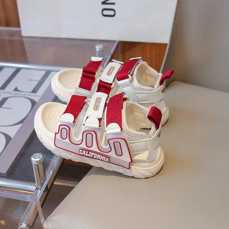 Kids Sweet Sandals 2024 New Fashion Korean Edition Summer Girls' Versatile Princess Shoes with Candy Color Soft Sole Temperament