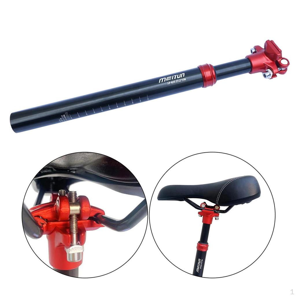 Aluminum Alloy Bicycle Seatpost, Saddle Support Pole, Cycling Component Shock Absorber, 350mm,
