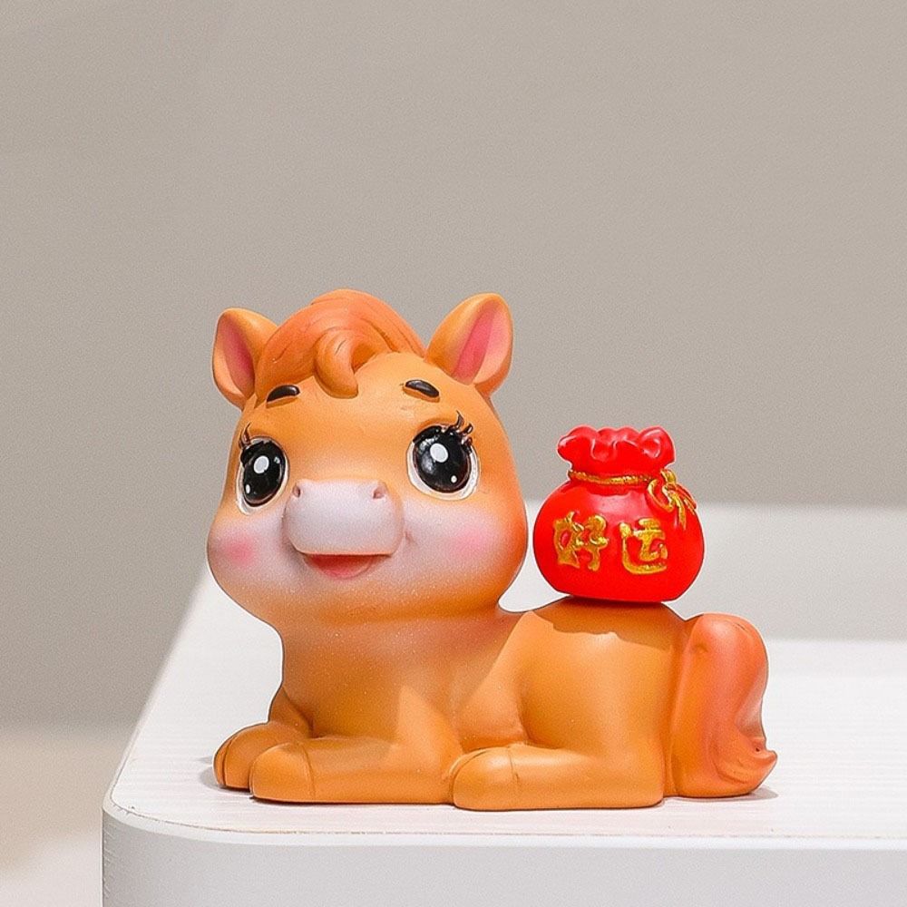 Chinese Style Horse Figurines Lifelike Horse Year Figurines Zodiac Horse Mascot Office