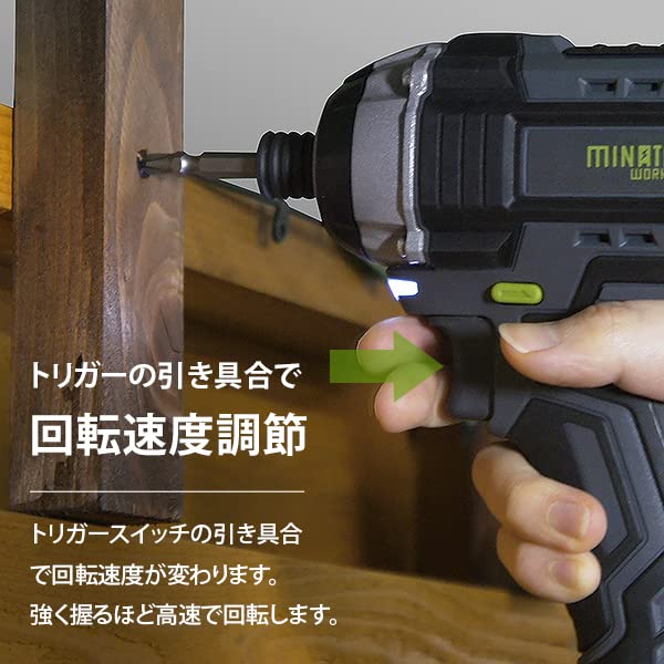 Minato Works 18V Rechargeable Impact Driver Charger Set CW-1810 + 2.0Ah +