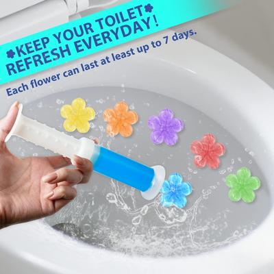 Flower Aromatic Toilet Cleaner Gel Toilet Bowl Gel Stamp Air Freshener Needle Detergent Syringe Aromatic Drain Toilet Clean Tool