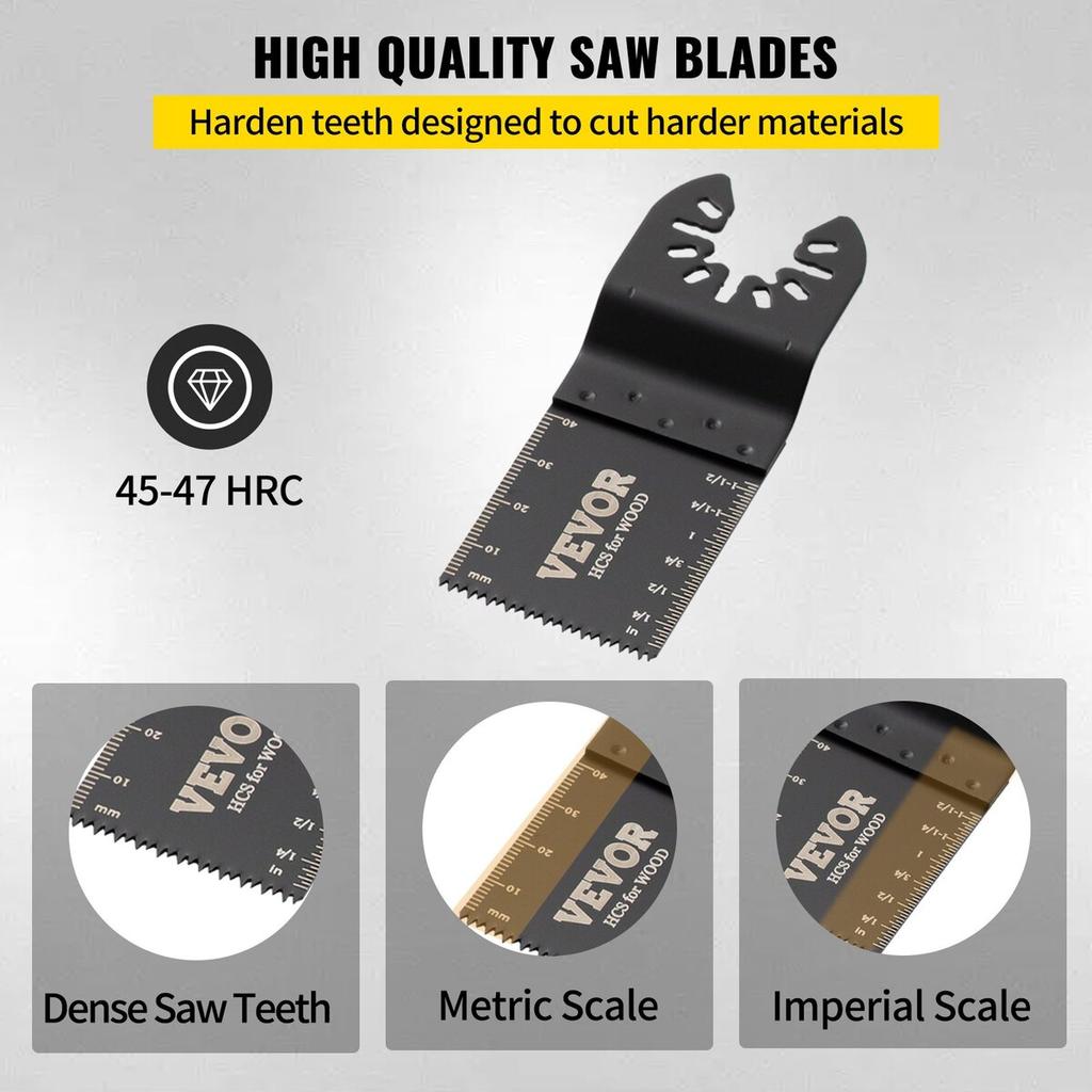 100PCS Oscillating Saw Blades, Quick Release Multitool Blades Kit, HCS Tool Blades for Wood Plastic, Compatible with Dewalt Dremel Fein Worx Bosch