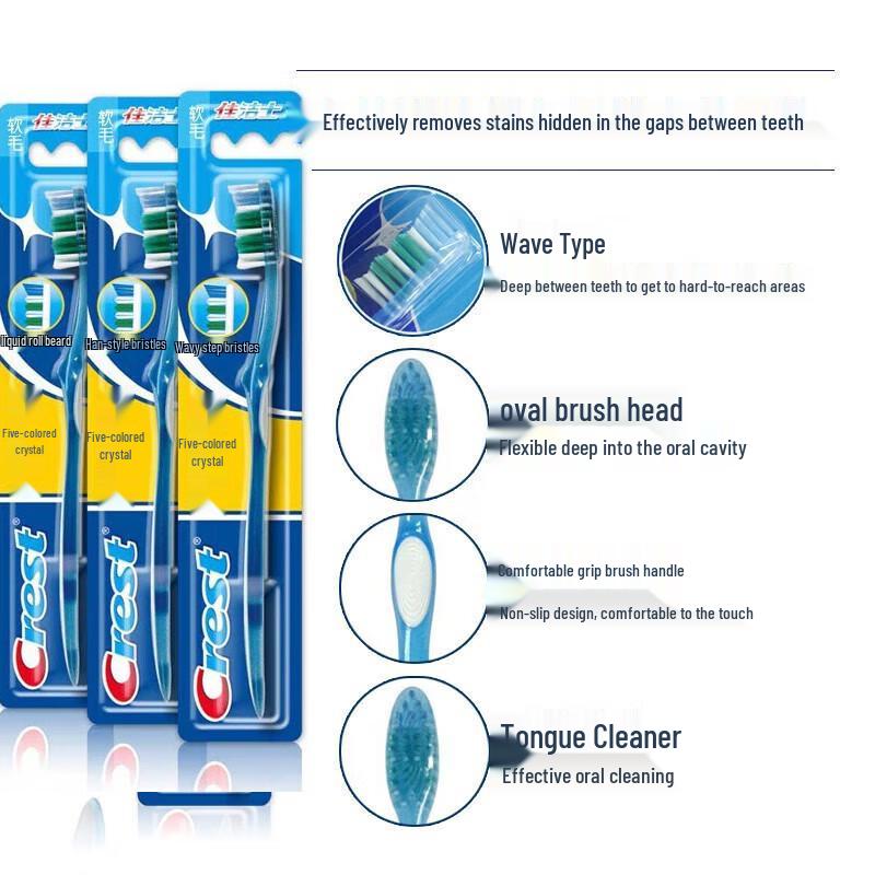 Crest Colorful Crystal Soft Bristle Toothbrushes (3-Pack)