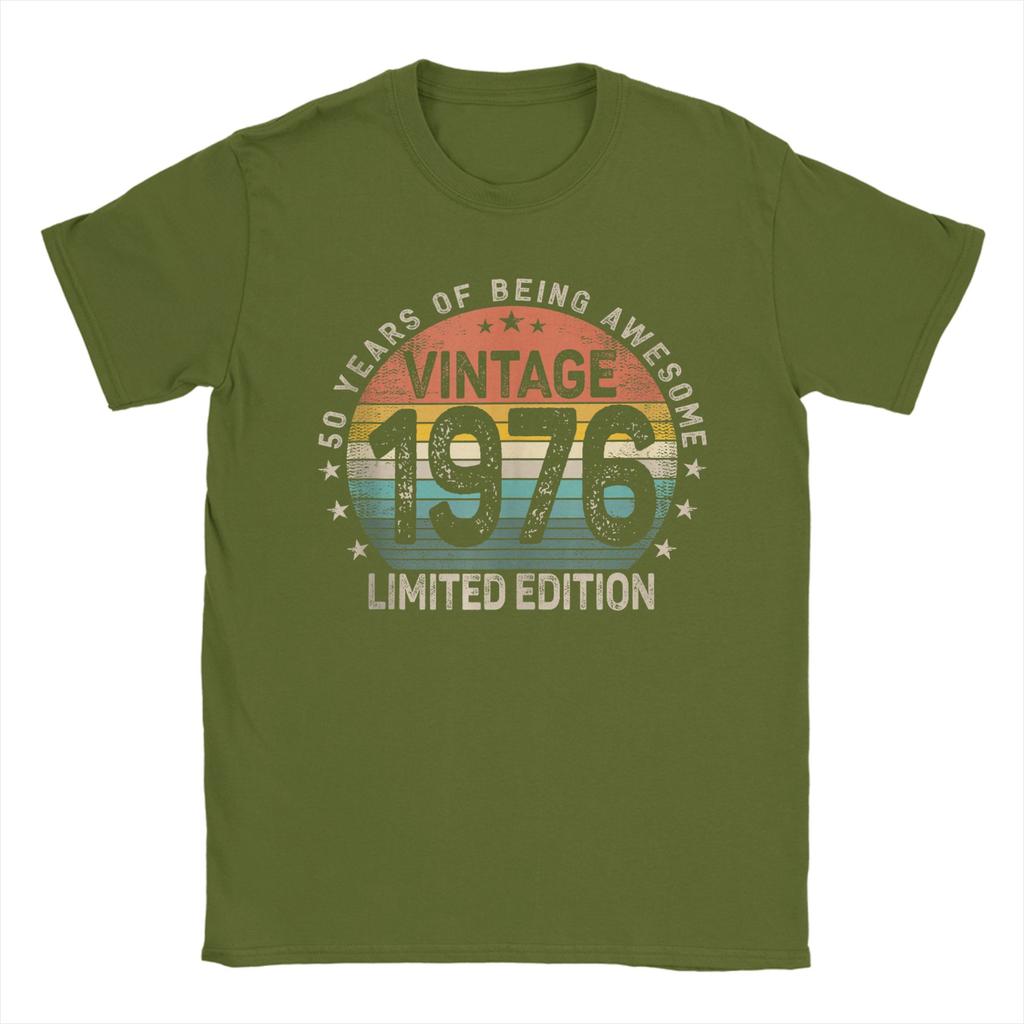 50 Years Old 1976 Vintage 50th Birthday Unisexs T Shirts Awesome Tee Shirt Short Sleeve Round Collar TShirts Cotton Adult Tops