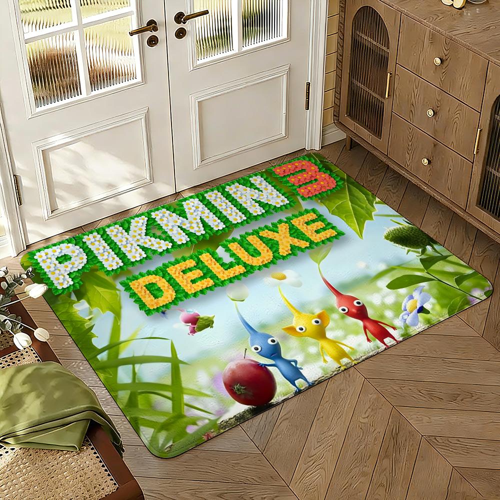 Cartoon P-PikminS Floor Mat Soft Thickened Absorbent Non-Slip Bedroom Living Room Door Mat Home Decor Flannel Rugs