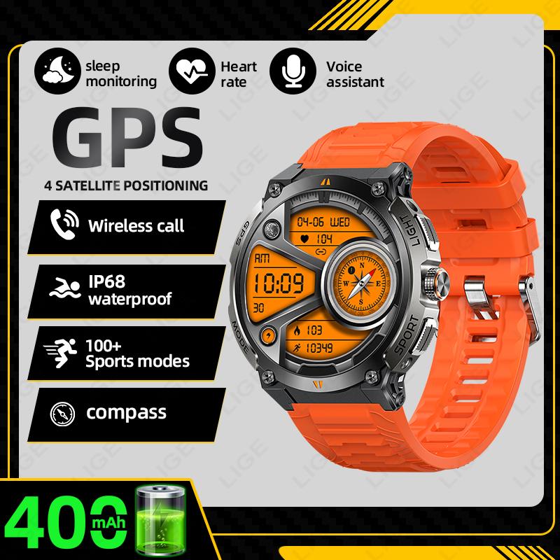 New GPS Sport Smart Watch Outdoor RIDE Run Fitness Watches AMOLED Voice Call Compass Altimeter IP68 Waterproof Bracelet Men