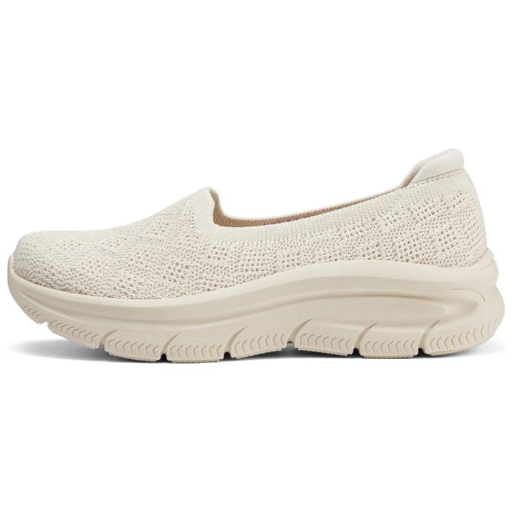 Skechers Modern DLux Slip-On Shoes Fabric Comfortable Simple Shock Absorbing Lightweight Low-Top Casual Shoes Women sneaker Beige 158853-NAT 38