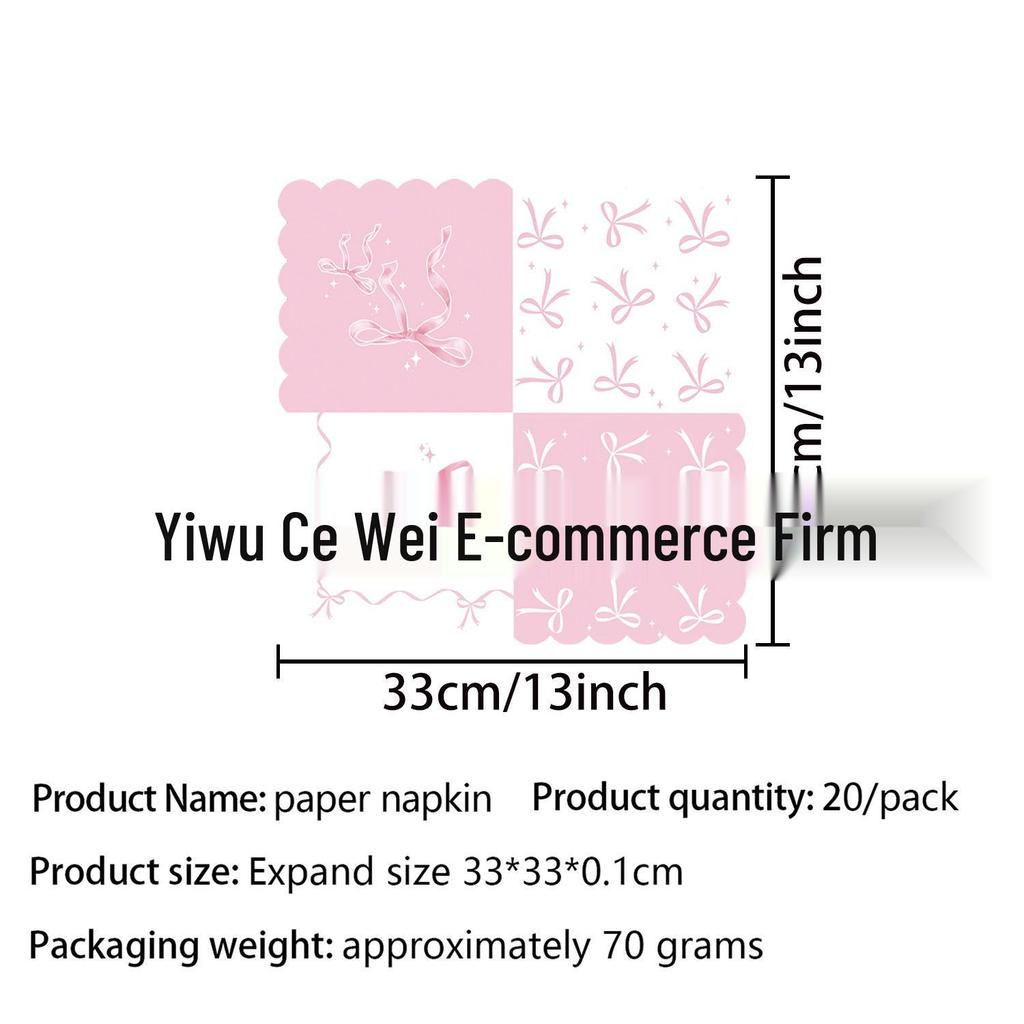 Pink Bow Birthday Party Disposable Tableware Set