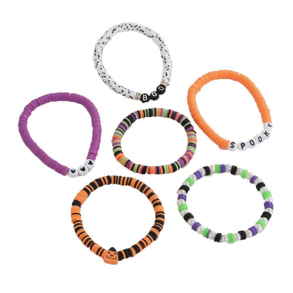 Ghost Halloween Bracelets Bat Beads Bangle Elastic Pumpkin Pendant Bracelets  Gifts