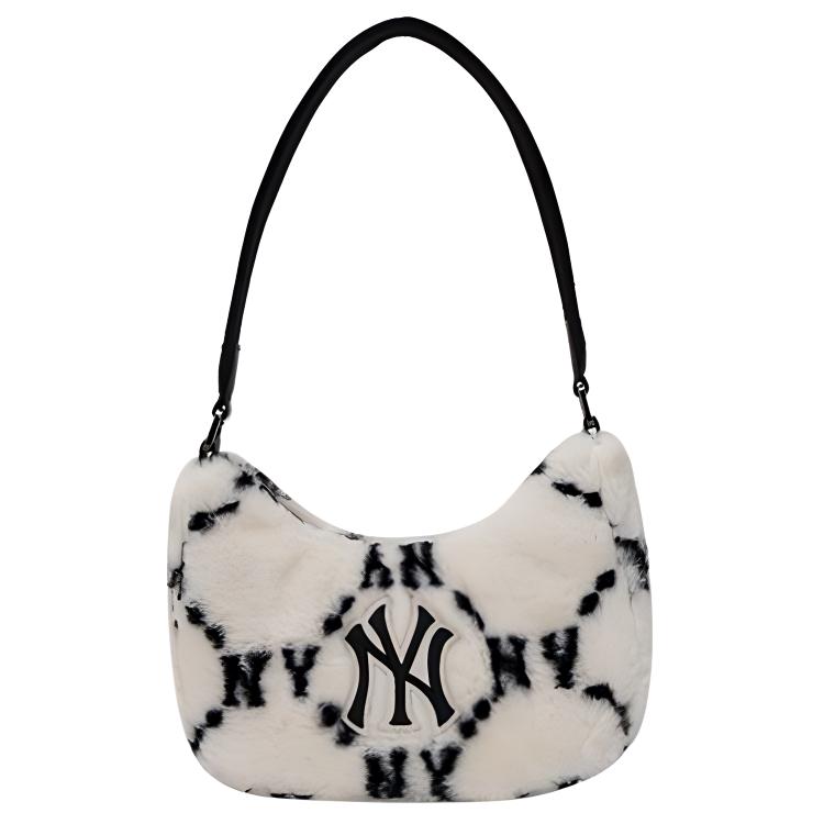 New MLB New York Yankees Faux Fur Plush Shoulder Bag Handbag Shoulder Bag Regular Women's Milk White 3ABQS0826-50CRS