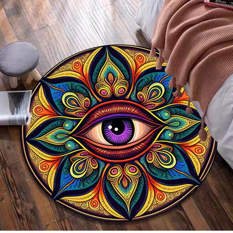 Psychedelic Eye  Circular Rug Office Decorative Carpet For Living Room Bedroom Door Mat Floor Rug Computer Chair Area Rug Viking Theme Decor