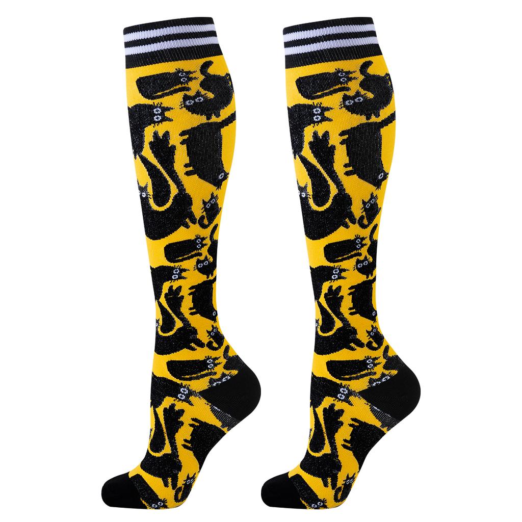 5 Pairs Cat Compression Socks Nurse Compression Socks Sport Knee High Compression Stocking