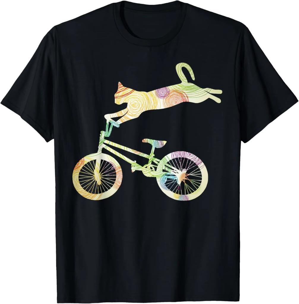 2026 New Funny Cat Riding Bmx Art For Unisex Wounisex Bmx Bike Bmx Lover Tshirt Wounisex Unisex Clothing Tops Y2k Graphi