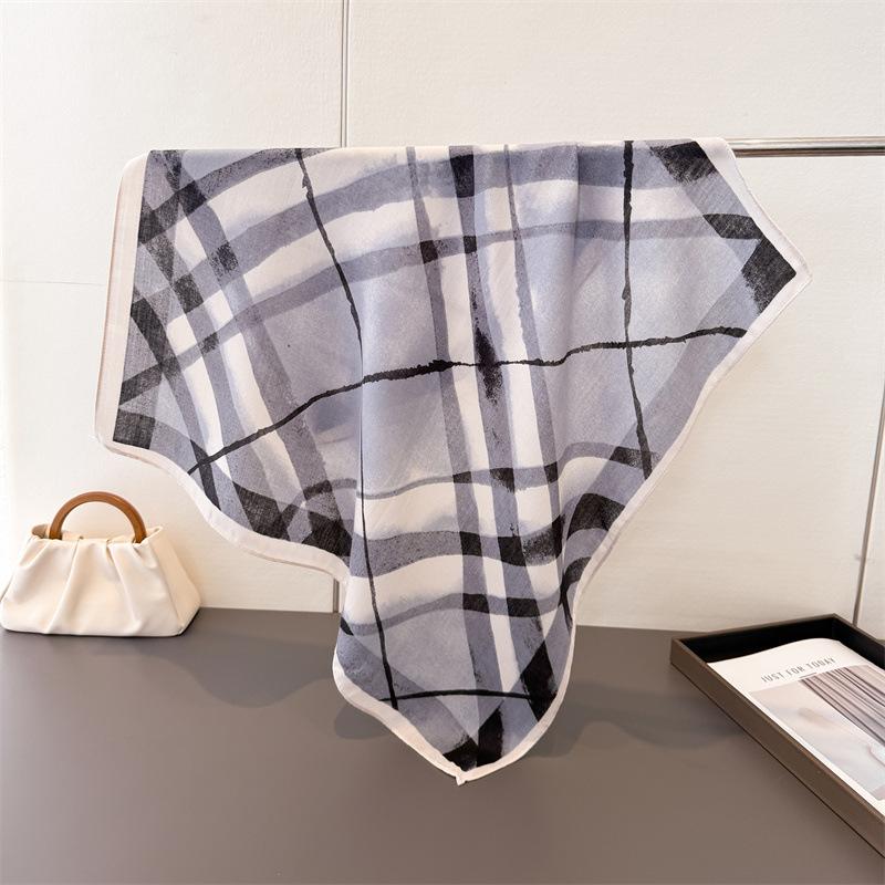 Daily versatile plaid imitation velvet herringbone pattern cotton and linen small square scarf silk scarf headscarf shawl decorative scarf scarf
