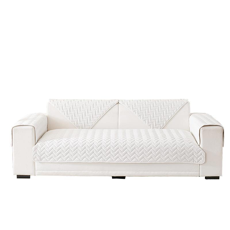 Cojín de Sofá Blanco Puro, Tejido de Algodón para Todas las Estaciones, Cojín Antideslizante, Toalla de Respaldo Crema, Funda de Sofá, Tejido de Funda