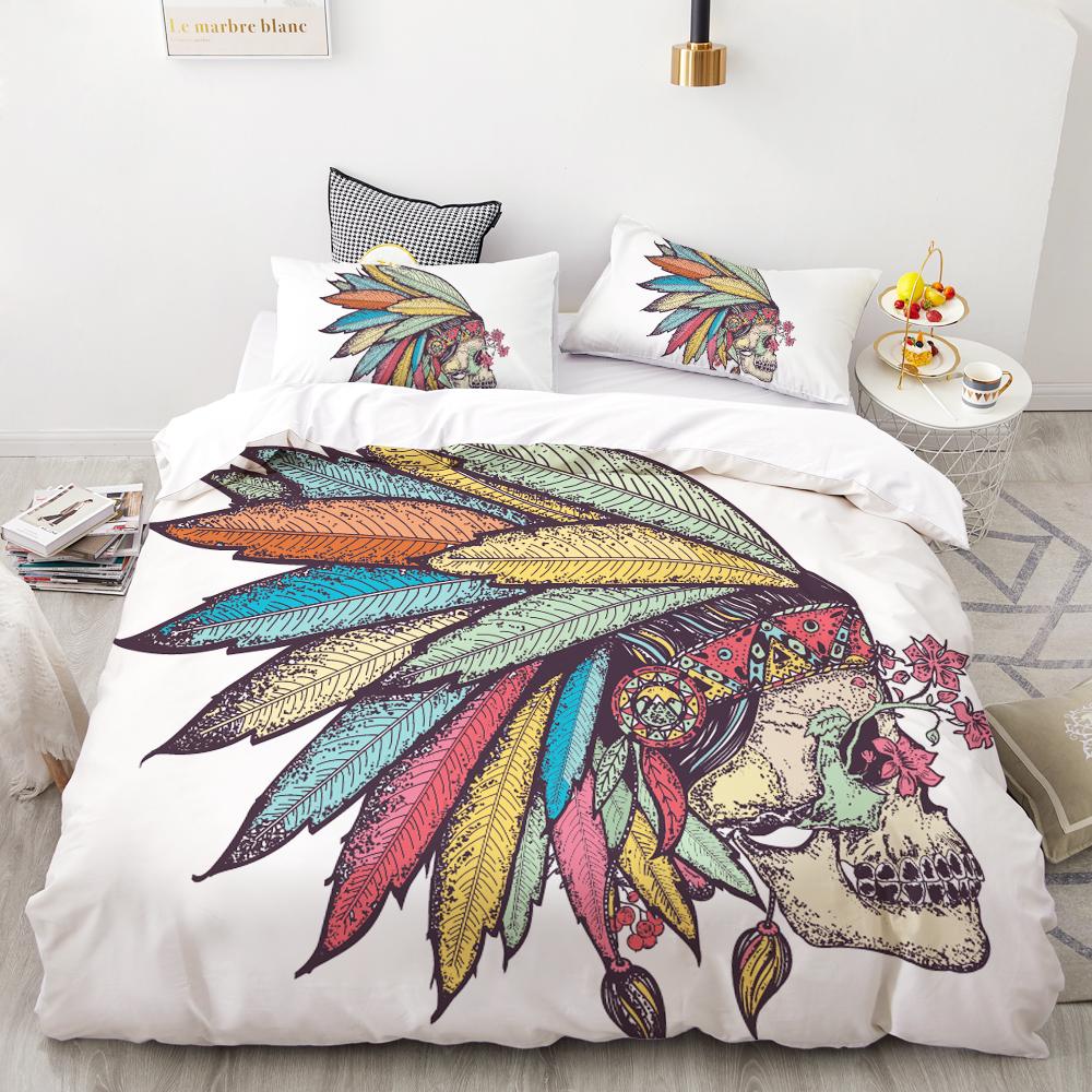 Luxury Bedding Sets 3D Custom,Duvet Cover Set Queen/King,Quilt/Blanket Cover Set,3 PCS Bed Se,halloween Skull  Bed Linen