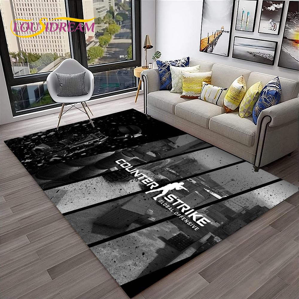 3D CS GO Game,Counter Strike Gamer Carpet Rug for Home Living Room Bedroom Sofa Doormat Decor,kids Area Rug Non-slip Floor Mat