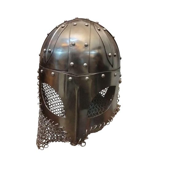 Medieval Viking Helmet: Steel Norse Armor with Chainmail