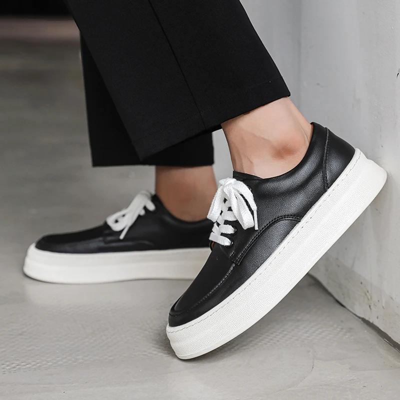 Fashion Leather Casual Shoes men lace up spring Autumn Men's Casual Shoes outdoor sneakers Platform Designer Business Men Oxford Shoes