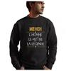 Sweatshirt - Mehdi - Black - Long Sleeves - Classic Collar - Humor