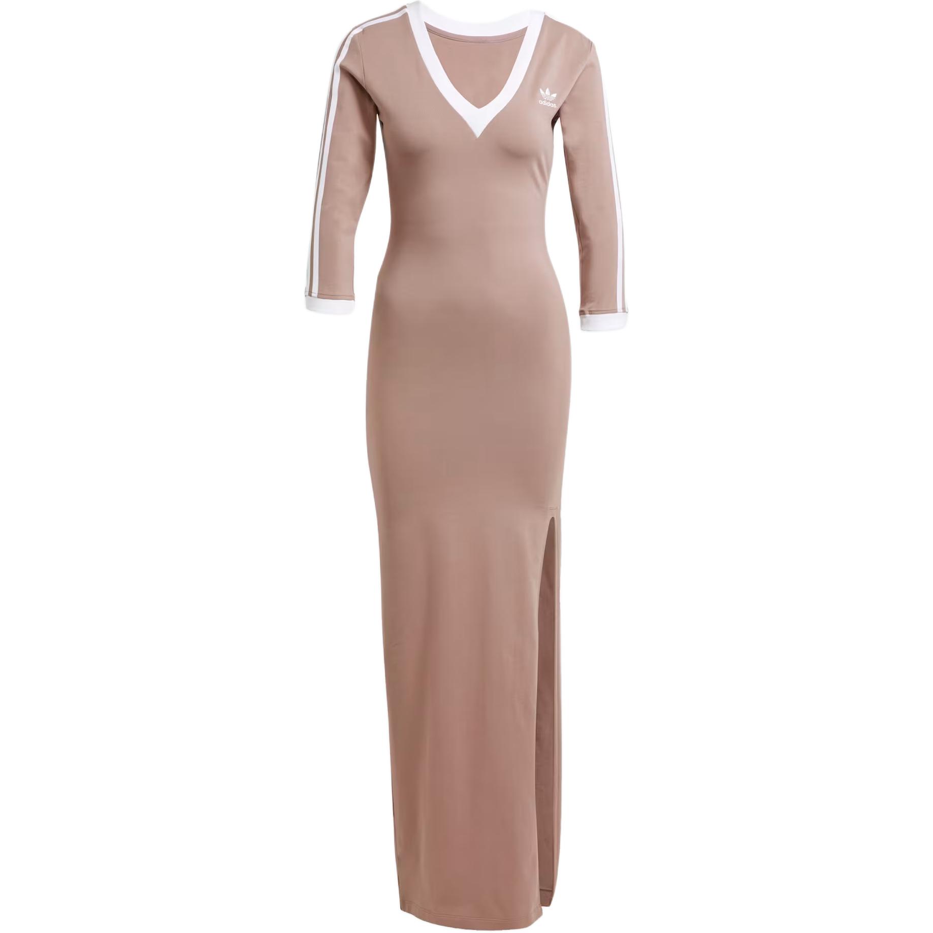

Adidas Originals Adicolor Classics V-Neck Three-Quarter Sleeve Side Slit Maxi Dress Women Shadow-Brown JX5193 XS
