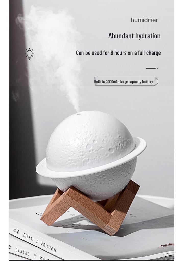 Planet Mini Humidifier & Night Light: Multifunctional, Silent Spray, Ideal for Bedroom Decor & Gifts