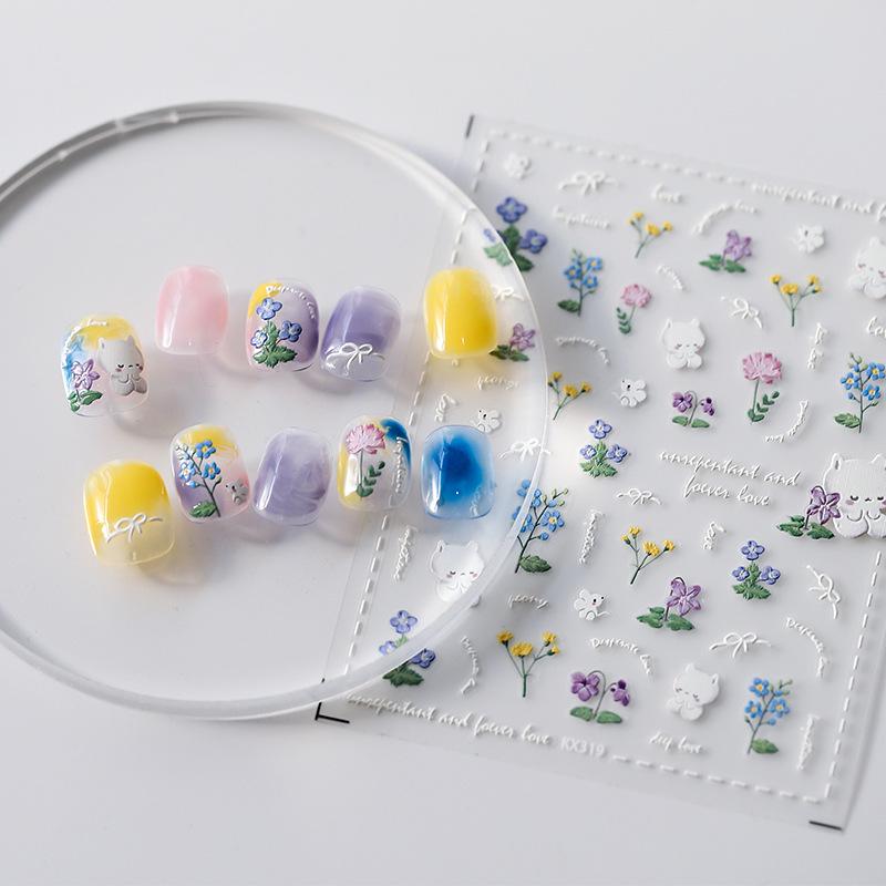 

TENSOR Korean Style Spring Flower Self-Adhesive Matte Nail Art Stickers KX-319 Series
