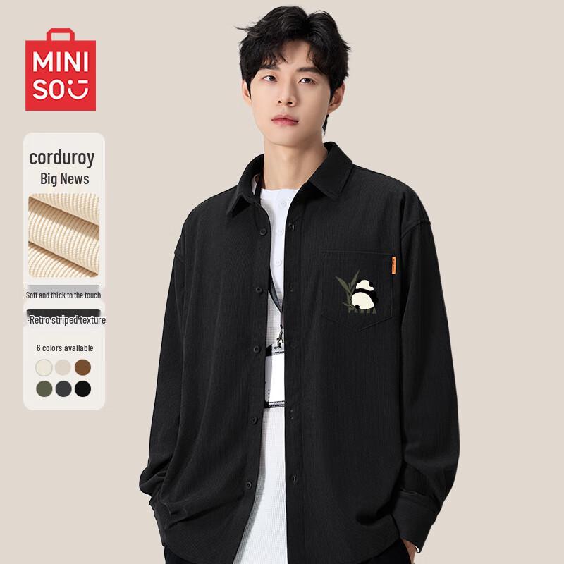 MINISO Men s Retro Corduroy Long-Sleeve Shirt 2XL