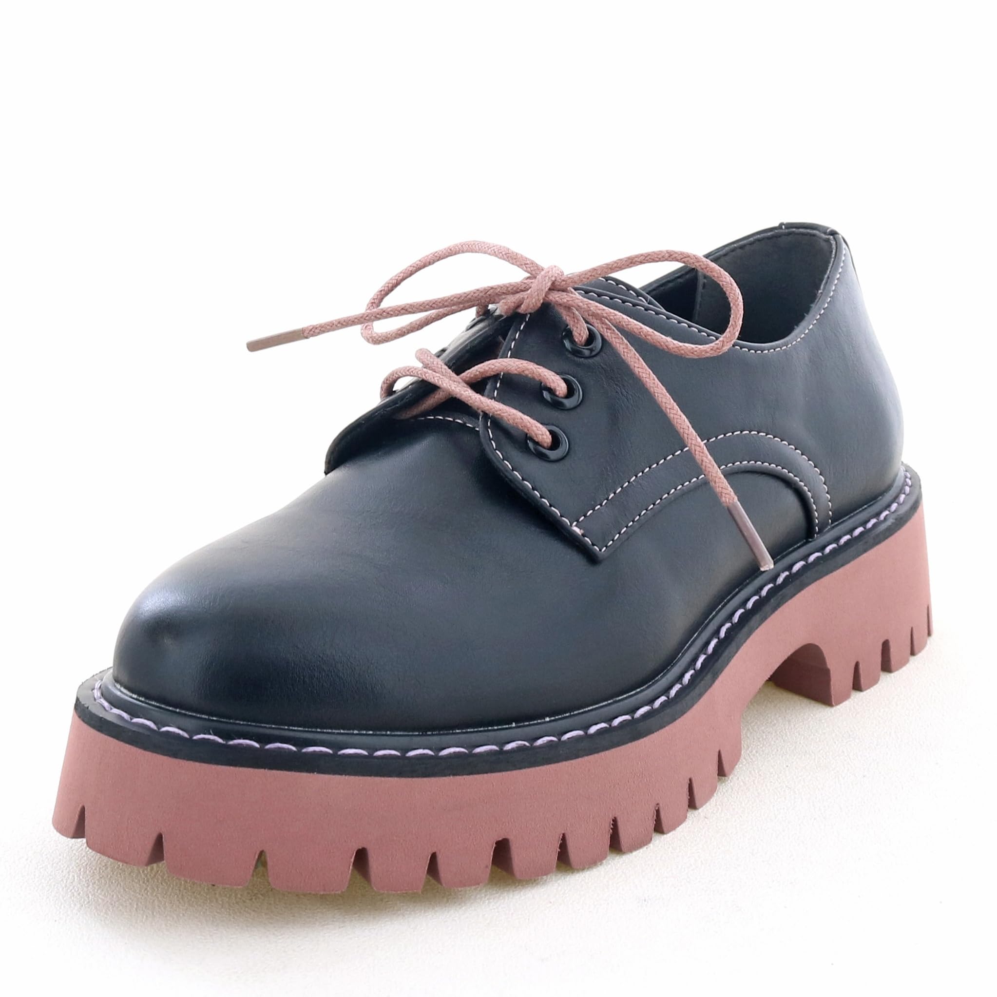 

[Daddy Long Legs] Lightweight Platform Lace-Up Shoes (BY_8710505) / by Daddy Long Legs (Black Pink, Japanese Shoe Sizes, Adult, Alphabet, M)