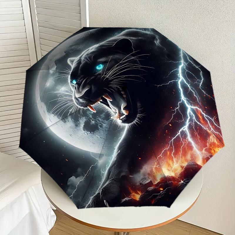 Black Panther Moonlit Storm Umbrella: Automatic Opening & Closing, Outdoor Travel Accessory, Lightweight and Durable