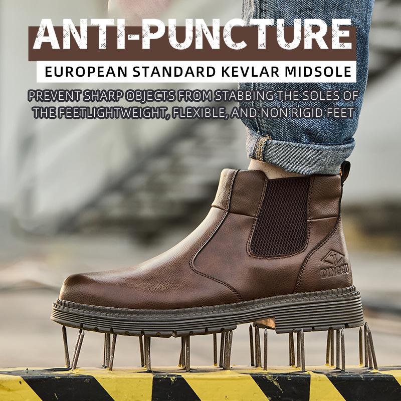 Work Safety Boots Men Indestructible Leather Boots Security Steel Toe Cap Work Shoes Protective Labor Safety Shoes Footwear