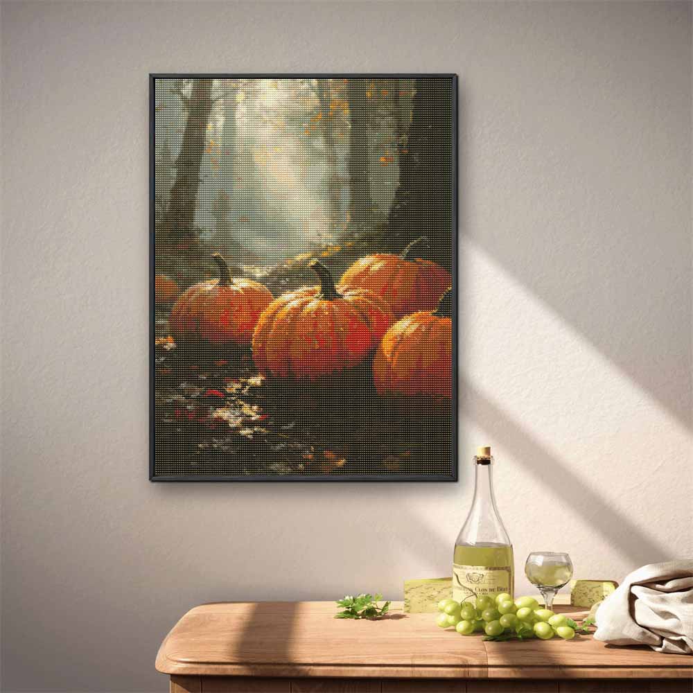 5D Diamond Painting Kit Pumpkin Patch Fall Season Full Drill Canvas Art DIY Rhinestone Craft for Modern Wall Decor
