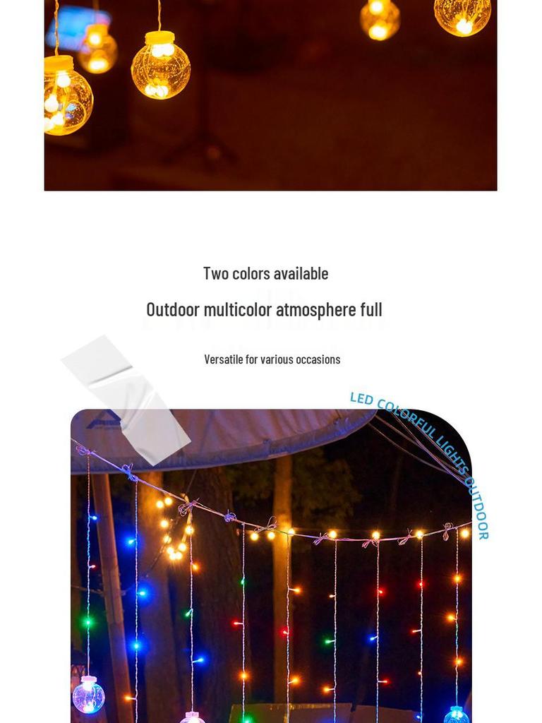 Outdoor Solar Starry Ice Ball Curtain Lights for B&B, Gazebos, Courtyards, and Balconies
