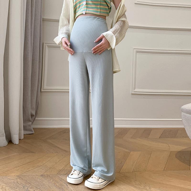11 #maternity straight-leg pants elastic and non-fading summer loose casual and thin outer wear vertical strip ice silk wide-leg pants