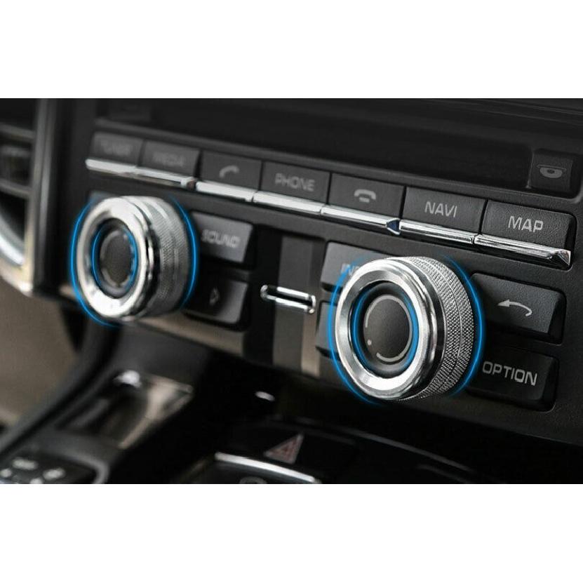 For Porsche Panamera 10-2016 Silver Aluminum Central Console AC Knob Cover Trim