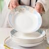 Hao Ya Jingdezhen Ceramic 8-inch Deep Dinner Plates, Time Walk Pattern, Set of 6