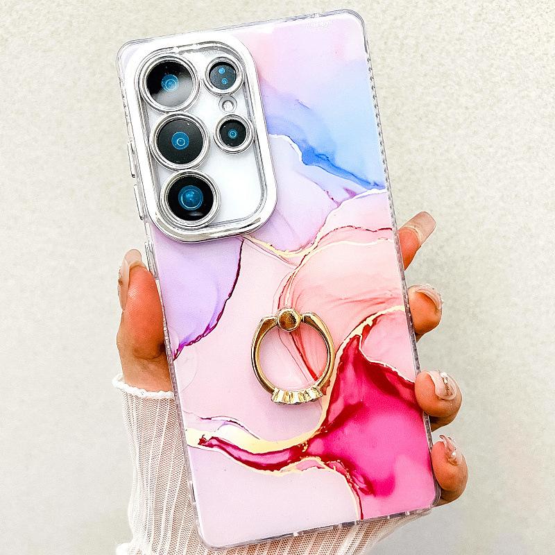Suitable for Samsung S25 Mobile Phone Case Double Layer IMD Electroplated Marble S24plus Ring A16 Mobile Phone Case