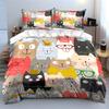 Colorful Cartoon Cats Print Bedding Duvet Cover Set  (1*Duvet Cover 2*Pillowcases, without duvet insert)