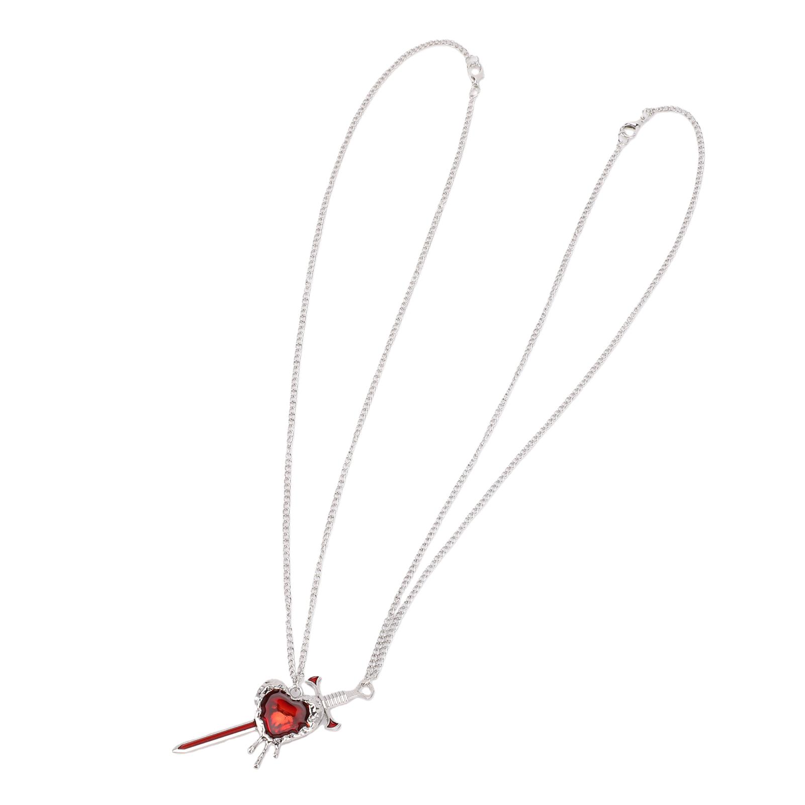 2pcs Heart Sword Pendant Necklace Set Matching Sword Through Heart Couple Jewelry Romantic Necklace Couple Necklace