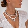 Suitable for Travel Beach Style Shell Starfish Conch Pendant Necklace Simple Imitation Pearl CCB Beaded Clavicle Chain Girl