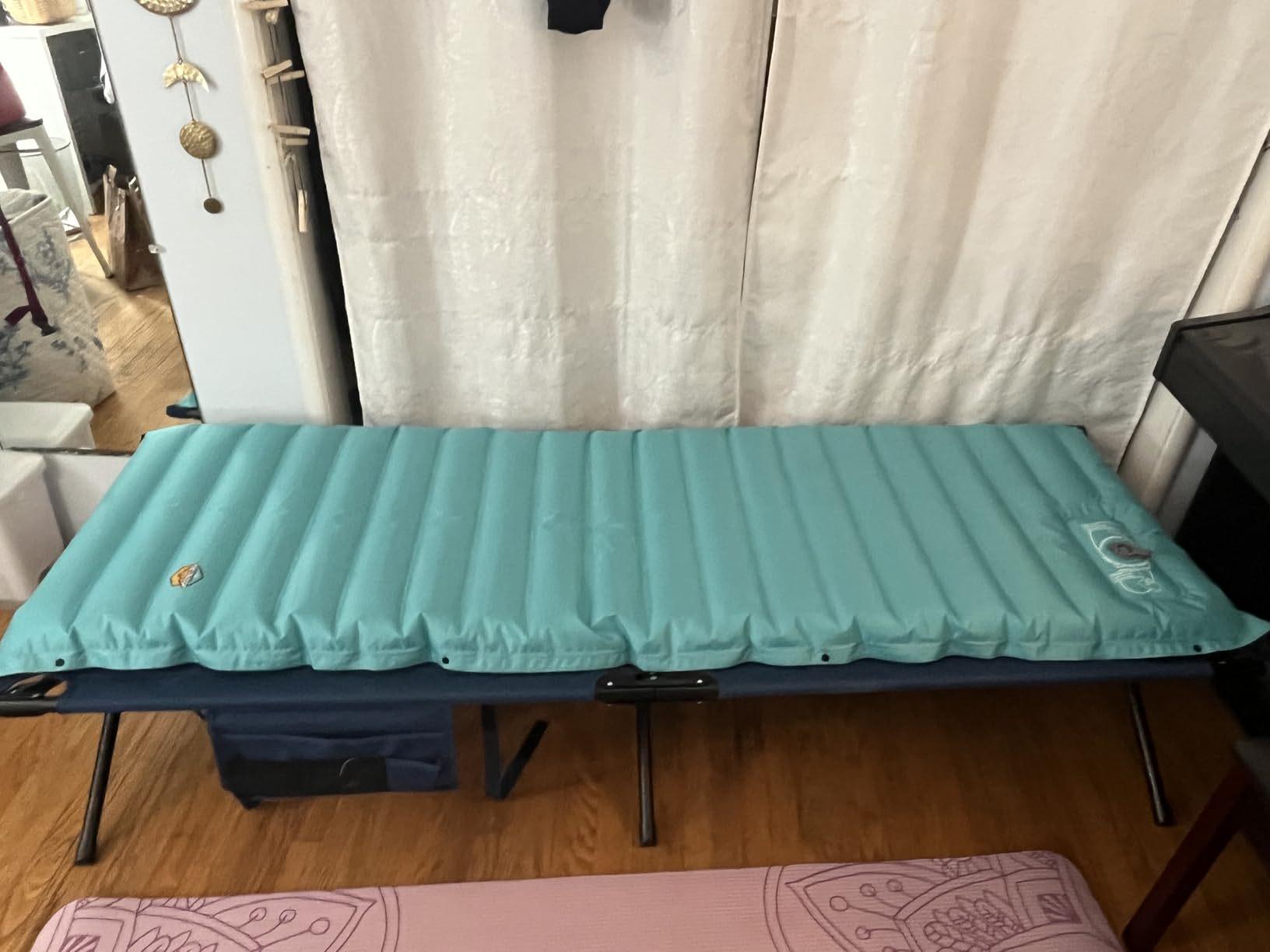 2025 New Double Pull Strap 12CM Thickened Inflatable Sleeping Pad - Lightweight Camping Mattress 74CM озеро синий