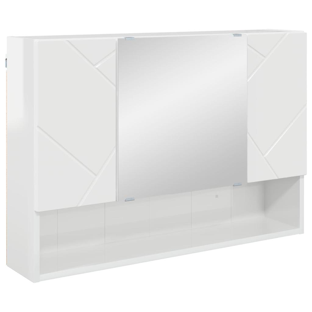 Mirror Cabinet High Gloss White 80 X 17 X 55 Cm Particleboard
