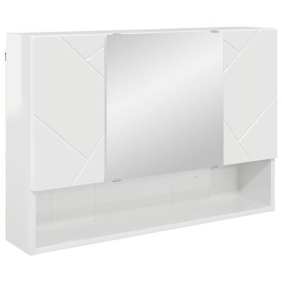 Mirror Cabinet High Gloss White 80 X 17 X 55 Cm Particleboard
