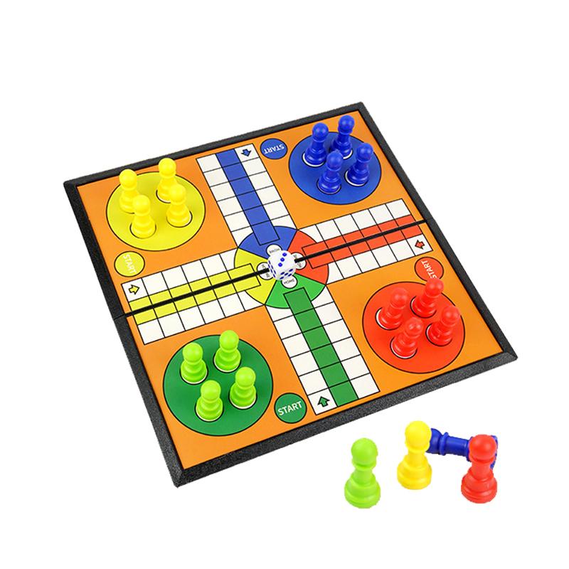 Portable Ludo Chess Backgammon Game Set Foldable Board Travel Family Kidsv Party Toy