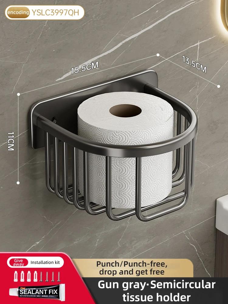 Bathroom Paper Towel Rack Punch-Free Toilet Paper Storage Rack Accessories Aluminum Shower Shelf Bathroom Organizer