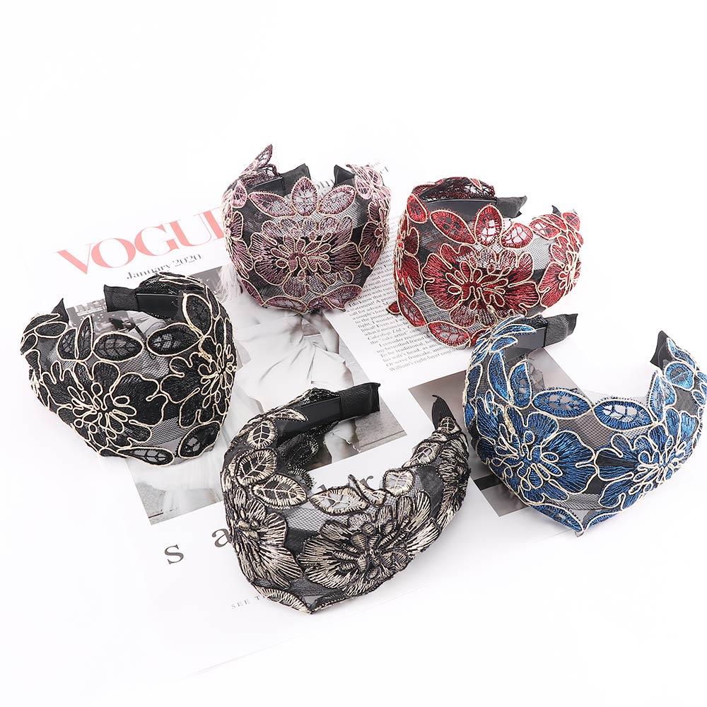 For Women Summer Broadside Non-slip Silk Flower Headband Hair Accessories Hair Bands Head Hoop