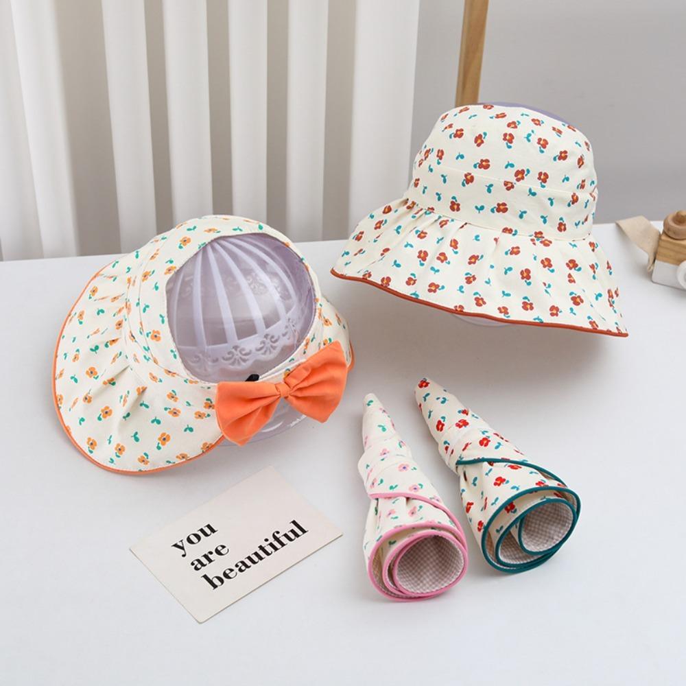 Bowknot Flower Bucket Cap Korean Style Children's Fisherman Hat Baby Shading Hat  Spring/Summer