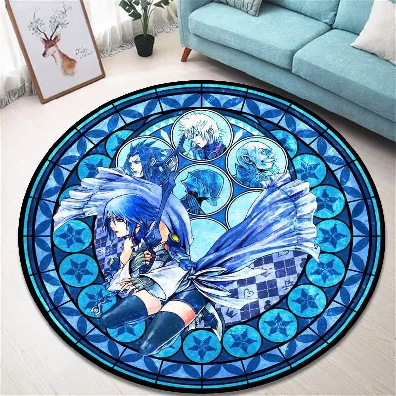 Cartoon Kingdom Hearts Printed Round Carpet Living Room Bedroom Non -slip Carpet Floor Mats Bedroom Decor Birthday Gift
